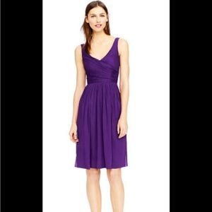 J Crew Heidi Silk Chiffon Aline Dress Eggplant Violet Purple size 8 Petite